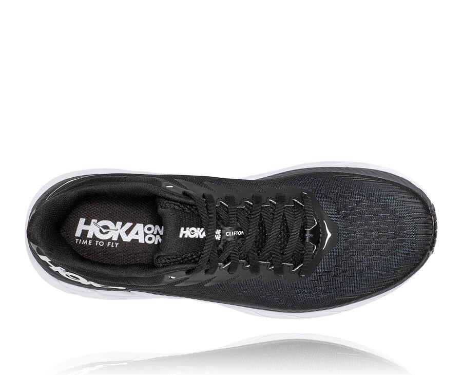 Running Shoes Mens - Hoka One One Clifton 7 - Black/White - HXIEJVT-59